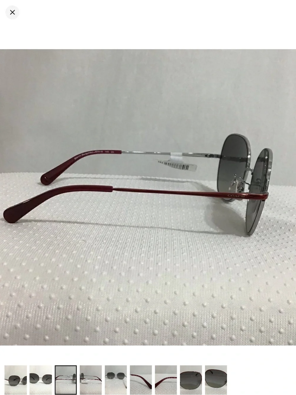 Women’s Red Metal Frame Sunglasses with Gray Lenses